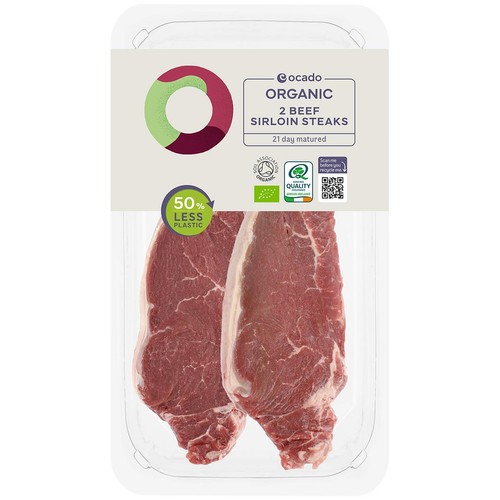 Ocado Organic 2 Beef Sirloin Steaks