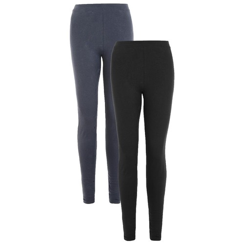 M&S Womens 2pk High Waisted Leggings, Size 18, Blue/Black