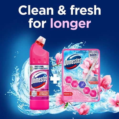 Domestos Power 5 Toilet Rim block Pink thumbnail 3
