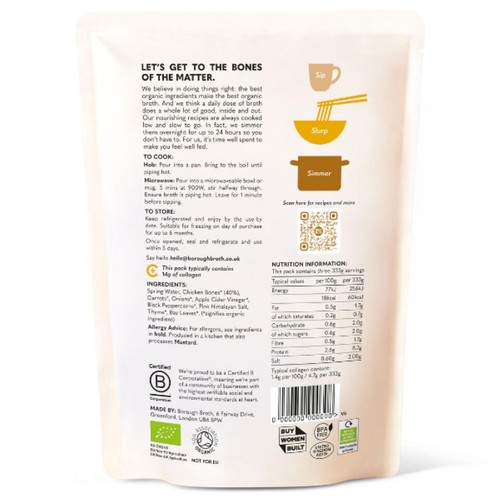 Borough Broth Free-Range Organic Chicken Bone Broth Large Pack  thumbnail 2