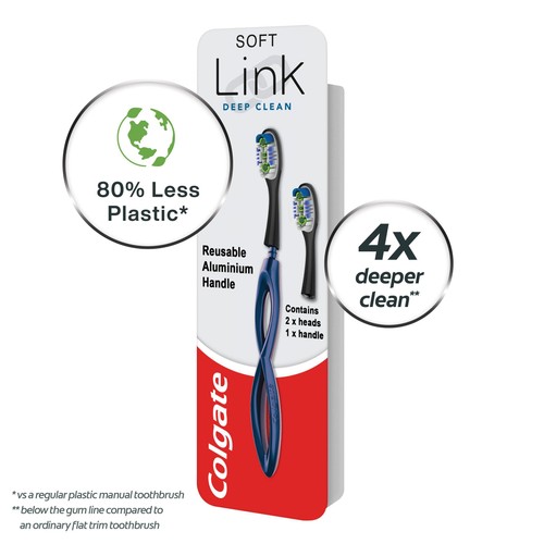 Colgate Link Deep Clean Soft Replaceable Head Manual Toothbrush Starter Kit thumbnail 2