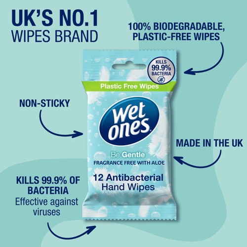 Wet Ones Be Gentle Biodegradeable Antibacterial Wipes thumbnail 3