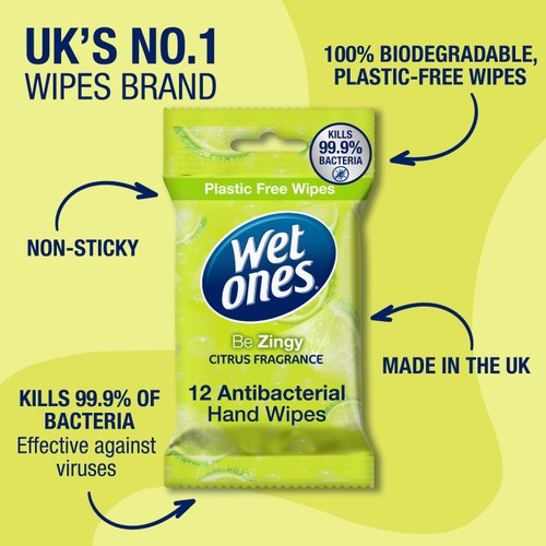 Wet Ones Be Zingy Biodegradable Antibacterial wipes thumbnail 3