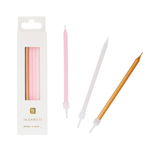 Talking Tables Gold, White & Pink Candles