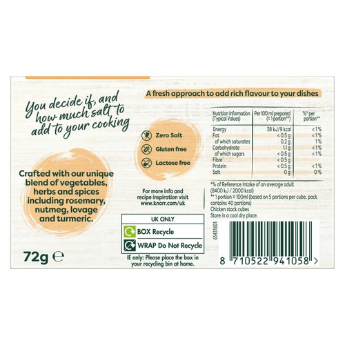 Knorr 8 Chicken Zero Salt Stock Cubes thumbnail 3