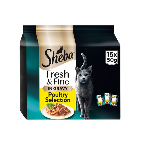 Sheba Fresh & Fine Wet Cat Food Pouches Poultry in Gravy