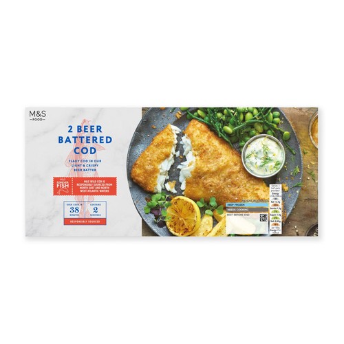 M&S 2 Beer Battered Cod Fillets Frozen thumbnail 2