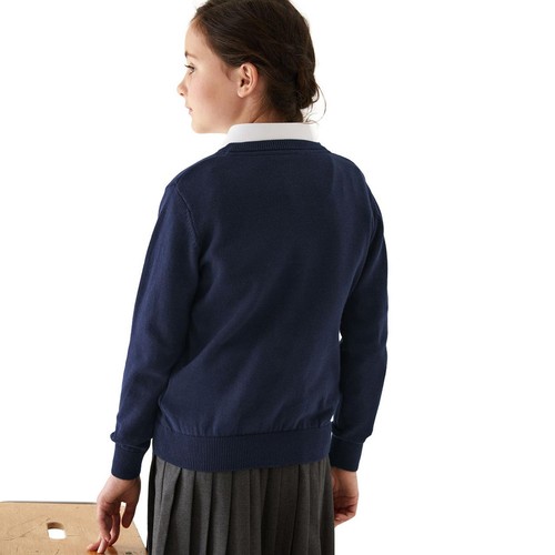 M&S Pure Cotton School Jumper, 8-9 Years, Navy thumbnail 4