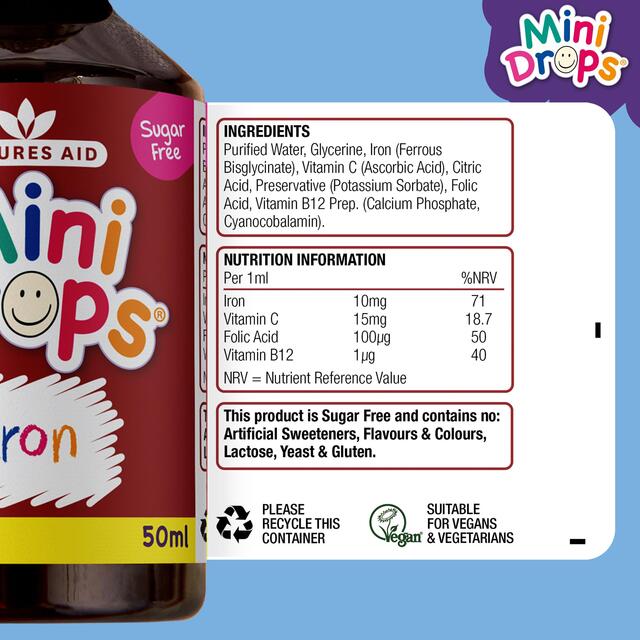 Natures Aid Infant's & Kid's Iron Mini Drops 10mg 3mnths - 5yrs  thumbnail 6
