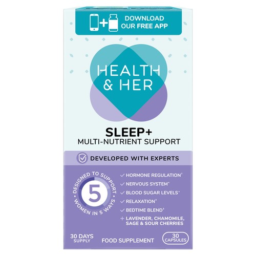 Health & Her Sleep+ Multinutrient Support Supplement Capsules
