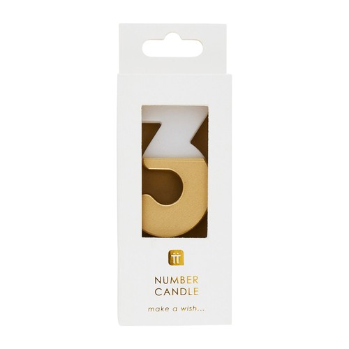 Talking Tables Number 3 Large Gold Candle thumbnail 2