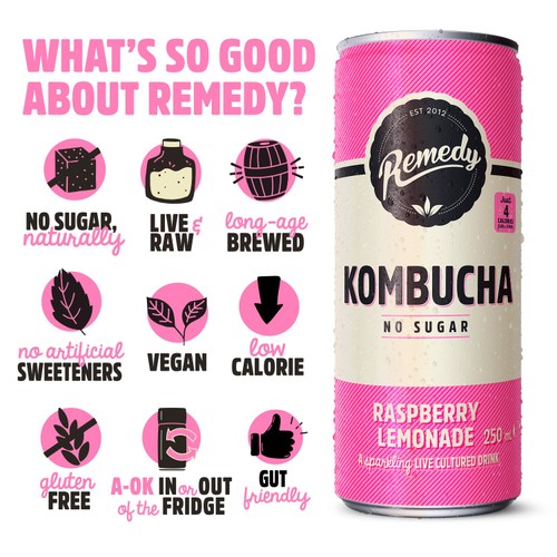 Remedy Kombucha Raspberry Lemonade Multipack thumbnail 7