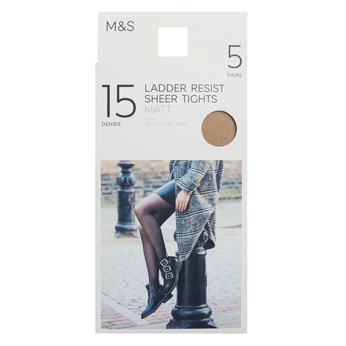 M&S Collection Womens 15 Denier Matt Tights, Small, Rose Quartz