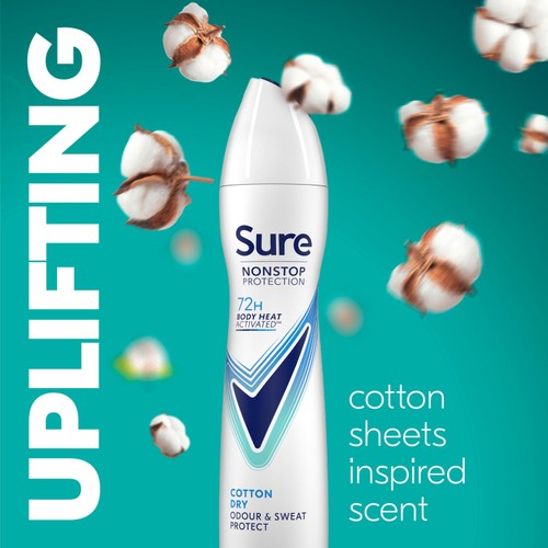 Sure Women 72hr Nonstop Protection Cotton Dry Antiperspirant Deodorant thumbnail 3