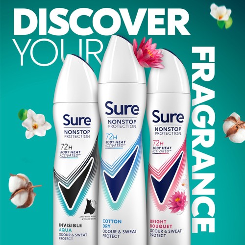 Sure Women 72hr Nonstop Protection Cotton Dry Antiperspirant Deodorant thumbnail 5