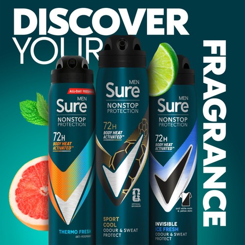 Sure Men 72hr Nonstop Protection Sport Cool Antiperspirant Deodorant thumbnail 5