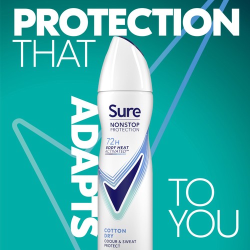 Sure Women 72hr Nonstop Protection Cotton Dry Antiperspirant Deodorant thumbnail 4