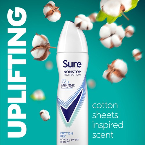 Sure Women 72hr Nonstop Protection Cotton Dry Antiperspirant Deodorant thumbnail 5