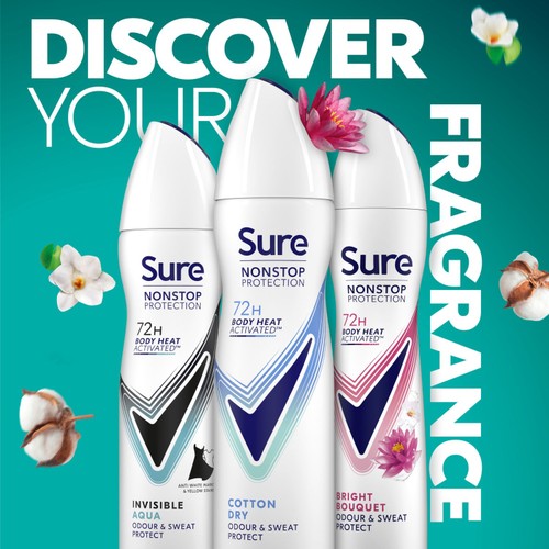 Sure Women 72hr Nonstop Protection Cotton Dry Antiperspirant Deodorant thumbnail 6