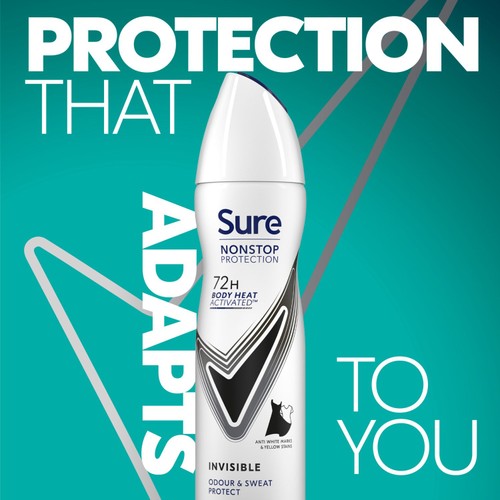 Sure Women 72hr Nonstop Protection Black & White Antiperspirant Deodorant thumbnail 2