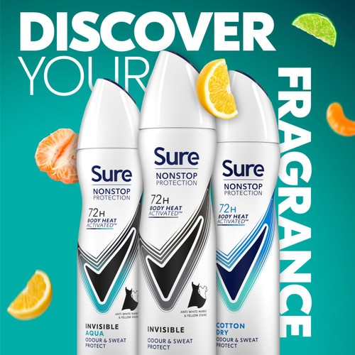 Sure Women 72hr Nonstop Protection Black & White Antiperspirant Deodorant thumbnail 5