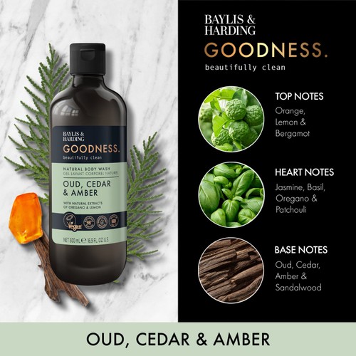 Baylis & Harding Goodness Oud, Cedar & Amber Body Wash thumbnail 2