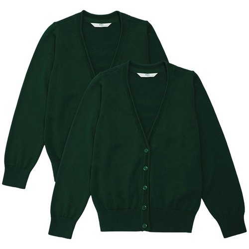 M&S Green 2pk Cotton Cardigan,10-11Y