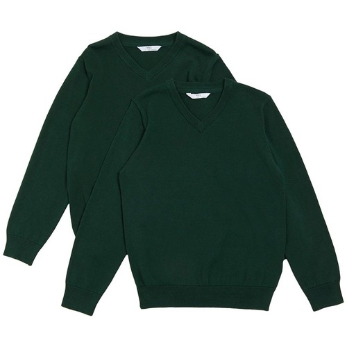 M&S Unisex 2Pk Cotton Jumper with Staynew 7-8 Y thumbnail 2