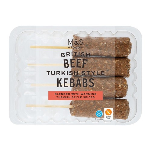 M&S Grill 4 Turkish Style Beef Kebabs