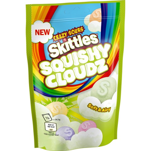Skittles Squishy Cloudz Sour Sweets Fruit Flavoured Sweets Pouch Bag