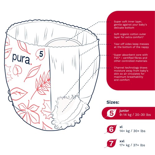 Pura Eco Nappy Pants, Size 5 (9-14kg) Mega Pack thumbnail 6