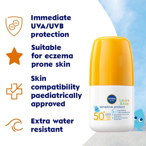 NIVEA SUN Kids Sensitive Protect SPF 50+ Sun Lotion Roll On thumbnail 2