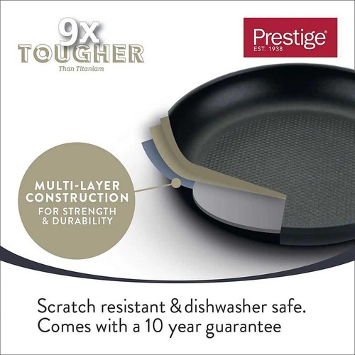 Prestige 9 x Tougher Aluminium Non Stick All Hob Frying Pan 25cm thumbnail 3
