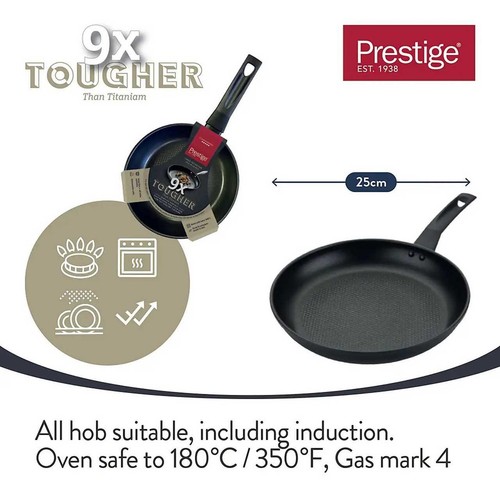 Prestige 9 x Tougher Aluminium Non Stick All Hob Frying Pan 25cm thumbnail 5
