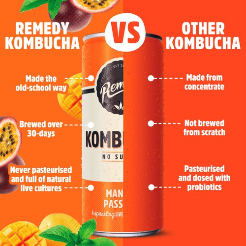 Remedy Kombucha Mango Passion Multipack thumbnail 2