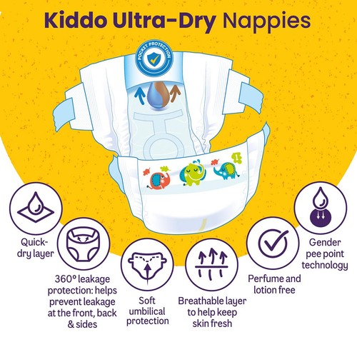 Ocado Kiddo Ultra-Dry Nappies Size 1 (2-5kg) thumbnail 4