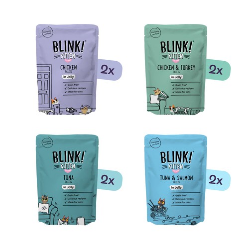 Blink! Kitten Wet Chicken & Fish Premium Fillets in Jelly Multipack Pouches thumbnail 4