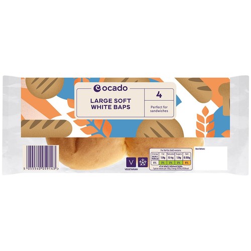 Ocado Large Soft White Baps thumbnail 2