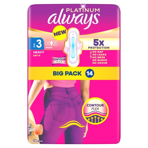 Always Platinum Day & Night (Size 3) Sanitary Towels With Wings thumbnail 7