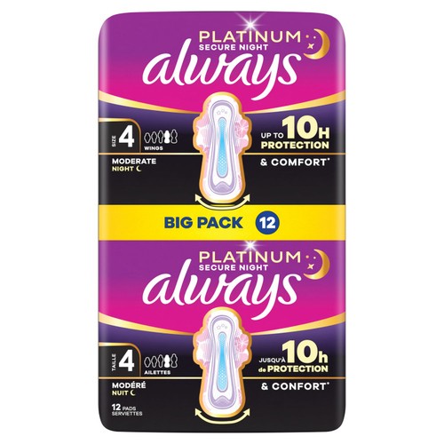 Always Platinum Secure Night Sanitary Towels Wings Size 4 thumbnail 7