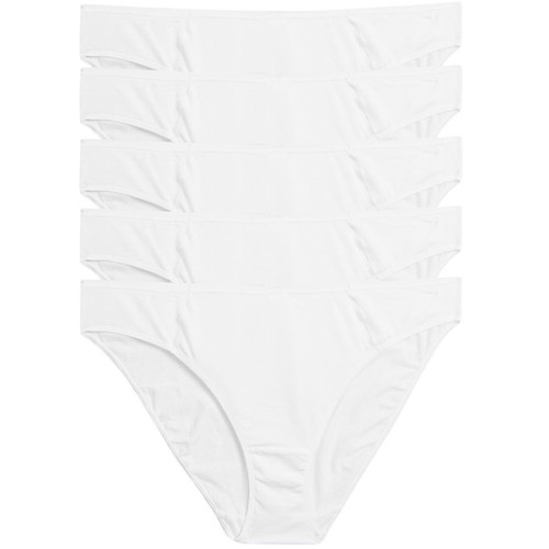 M&S Womens 5pk No VPL Cotton Modal Bikini Knickers '12 White
