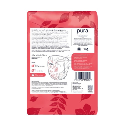 Pura High Performance Eco Nappy Pants Size 7 (17+ kg) Mega Pack thumbnail 3