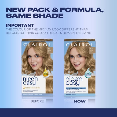 Clairol Nice'n Easy Hair Dye, 8A Medium Ash Blonde thumbnail 2