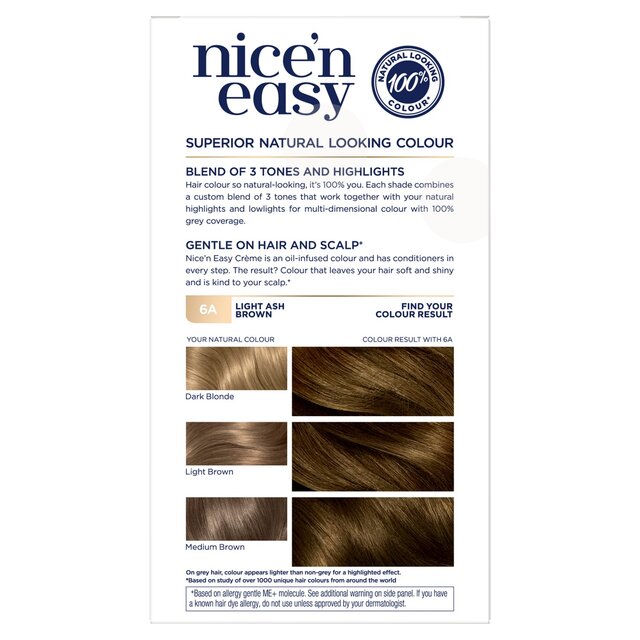 Clairol Nice'n Easy Hair Dye, 6A Light Ash Brown thumbnail 5