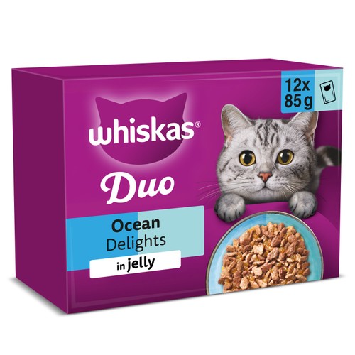 Whiskas 1+ Adult Wet Cat Food Pouches Ocean Delight in Jelly