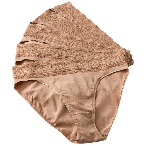 M&S Collection Cotton Lycra & Lace Knickers, 5 Pack, 18, Rose Quartz