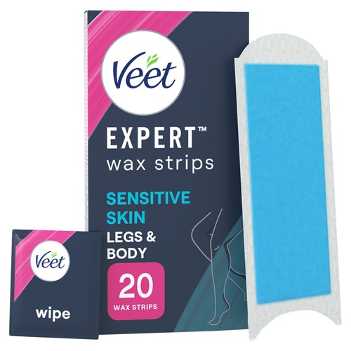 Veet Expert Wax Strips Legs Body Sensitive Hair Removal