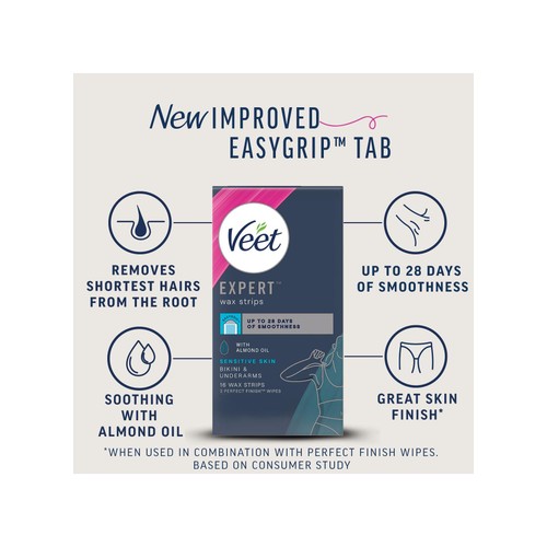 Veet Expert Wax Strips Bikini & Underarm Sensitive thumbnail 2