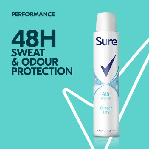 Sure Women Antiperspirant Deodorant Cotton Dry Aerosol thumbnail 2