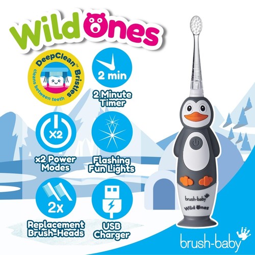 Brush-Baby Kids WildOnes Electric Toothbrush Percy Penguin thumbnail 3